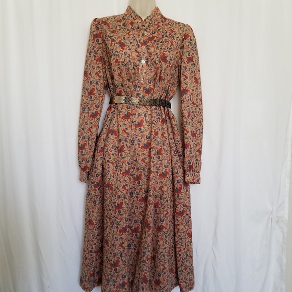 Vintage Dresses & Skirts - Vtg 70s Horse Print Dress